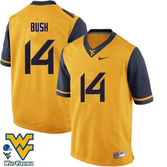 Men's West Virginia Mountaineers NCAA #14 Tevin Bush Gold Authentic Nike Stitched College Football Jersey EU15D73AU